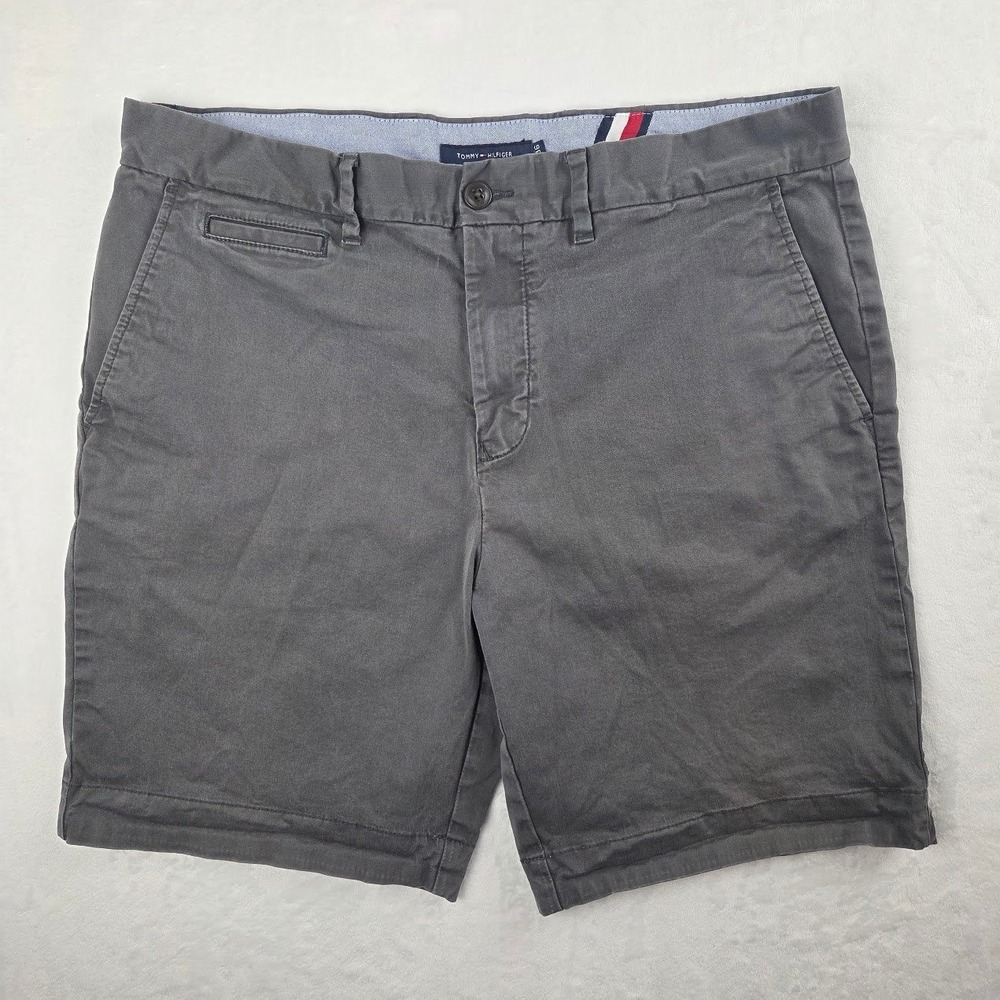 Tommy Hilfiger Shorts Mens 36 Blue Flat Front Chino Classic Fit Excellent